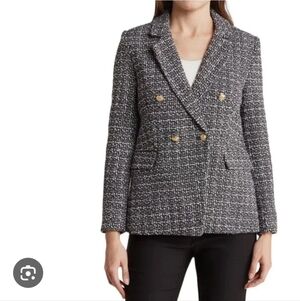 Nanette Lepore Women's Black Tweed Double-Breasted Jacket. Size 12